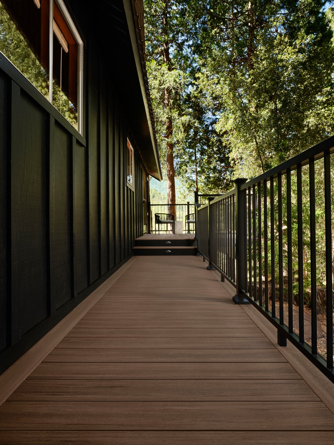 TimberTech Vintage English Walnut deck with outdoor living space